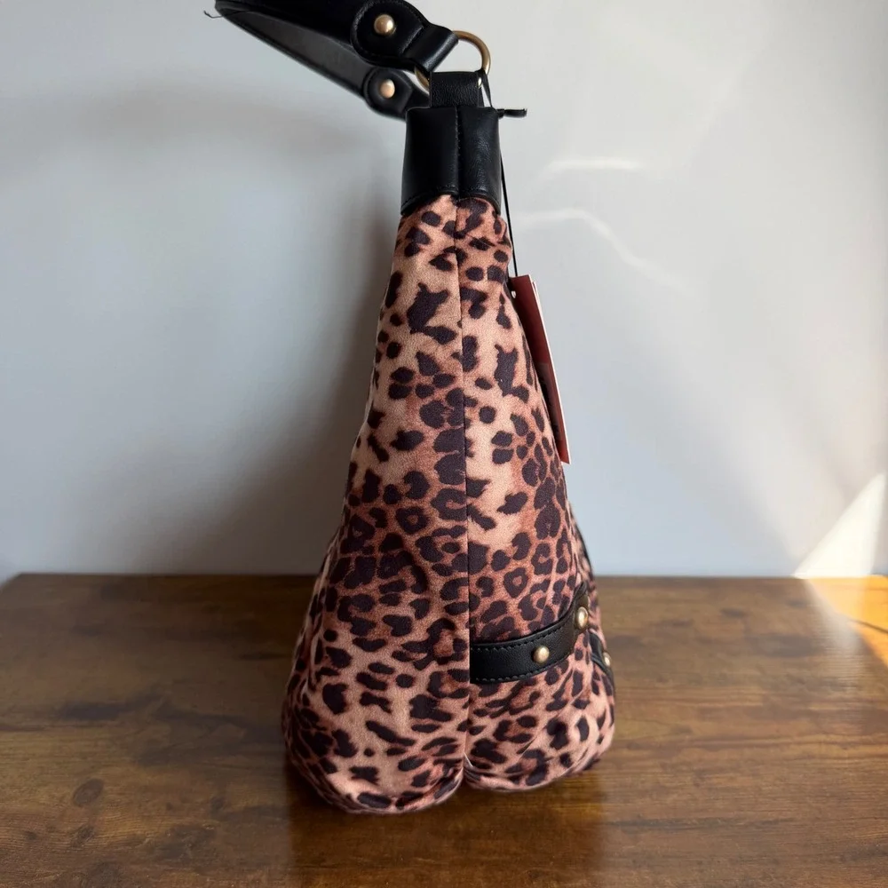 New Juicy Couture Retro Glam Leopard Hobo Shoulder Handbag Y2K Black Brown